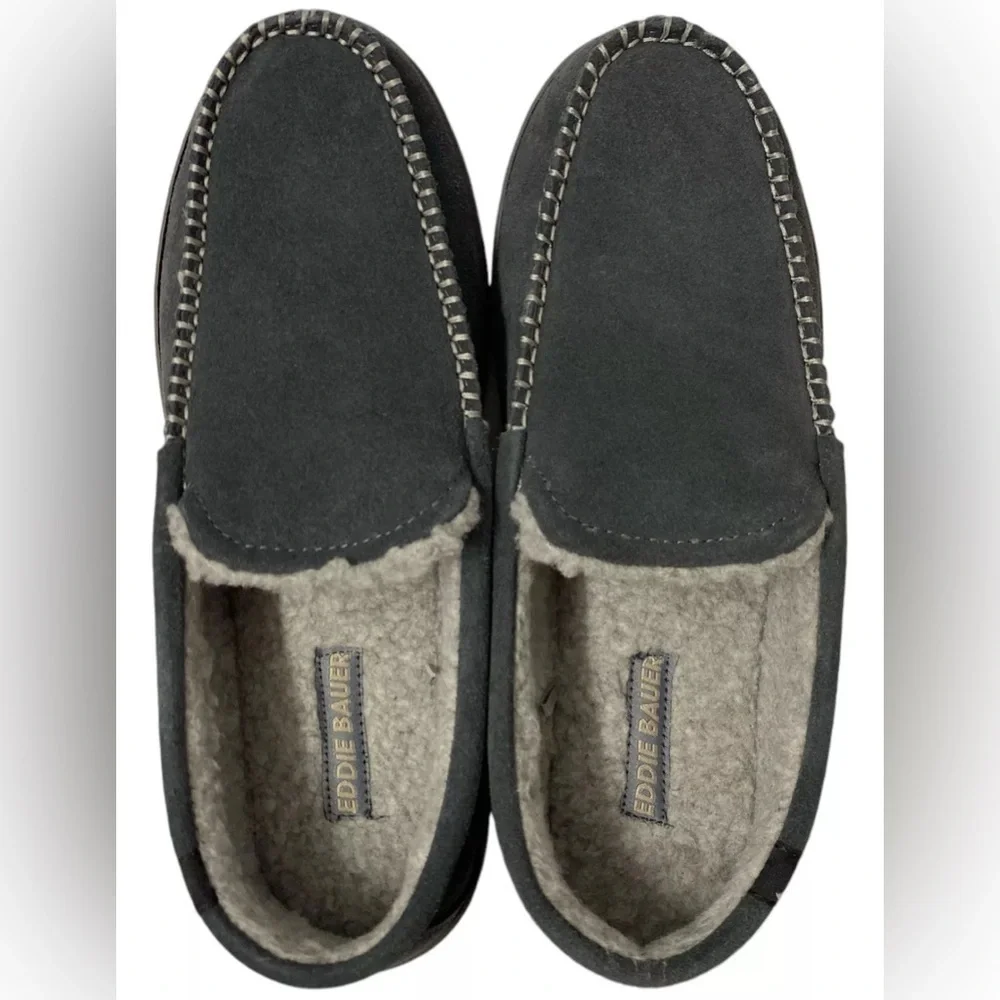Eddie Bauer Men’s Loudon Suede Memory Foam- Size M (8-9), Charcoal, NWT